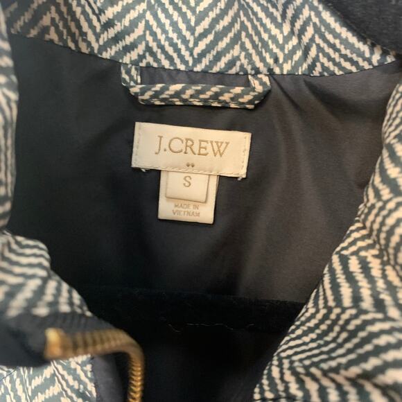 J Crew Herringbone Puffer Vest Sz Small Black Cream - Picture 3 of 3